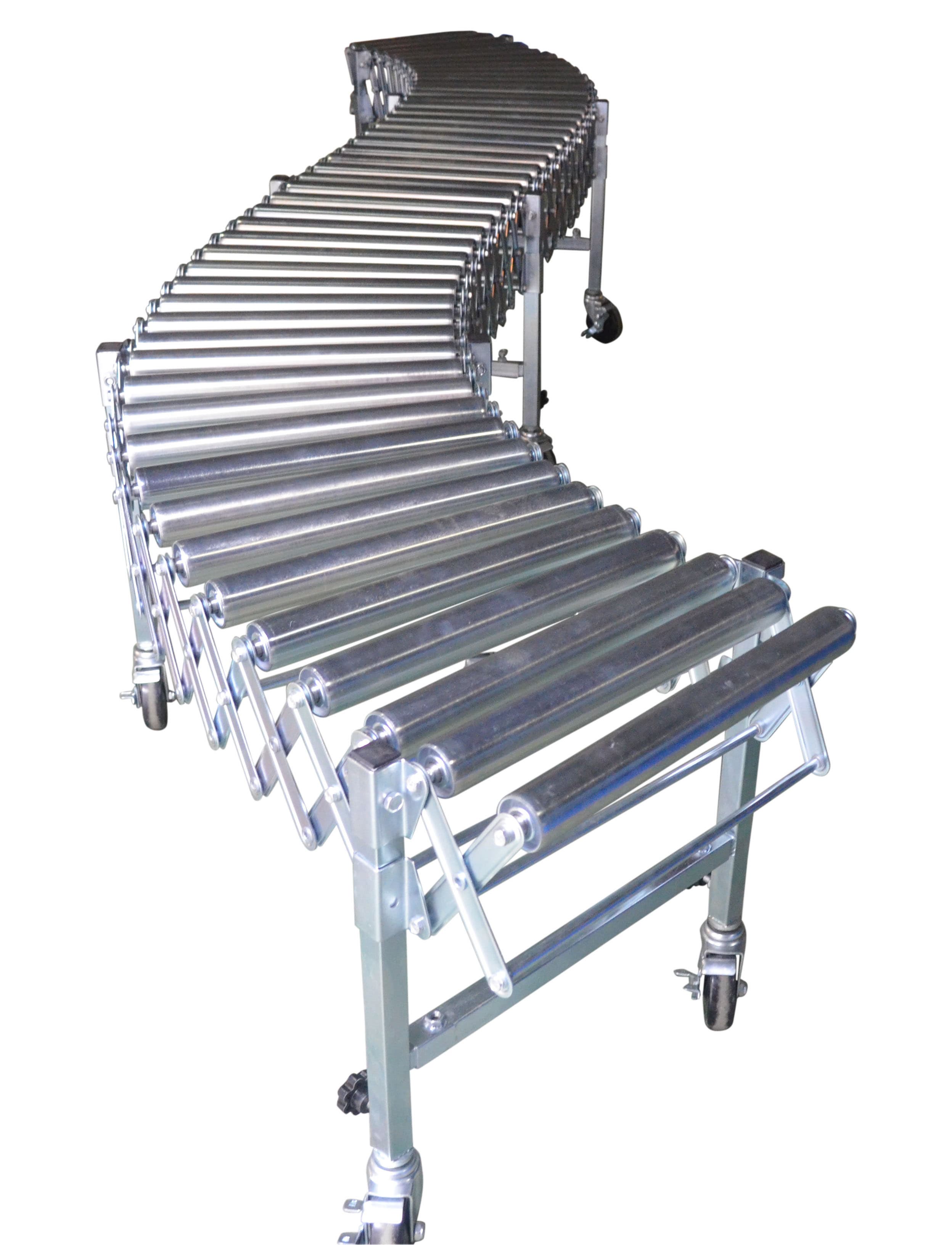 Flexible steel roller conveyor